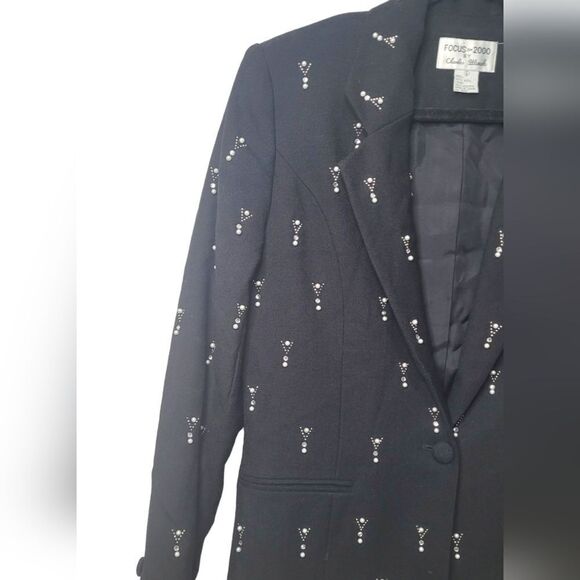 Vintage Black Pearl Bedazzled Blazer - Picture 4 of 4
